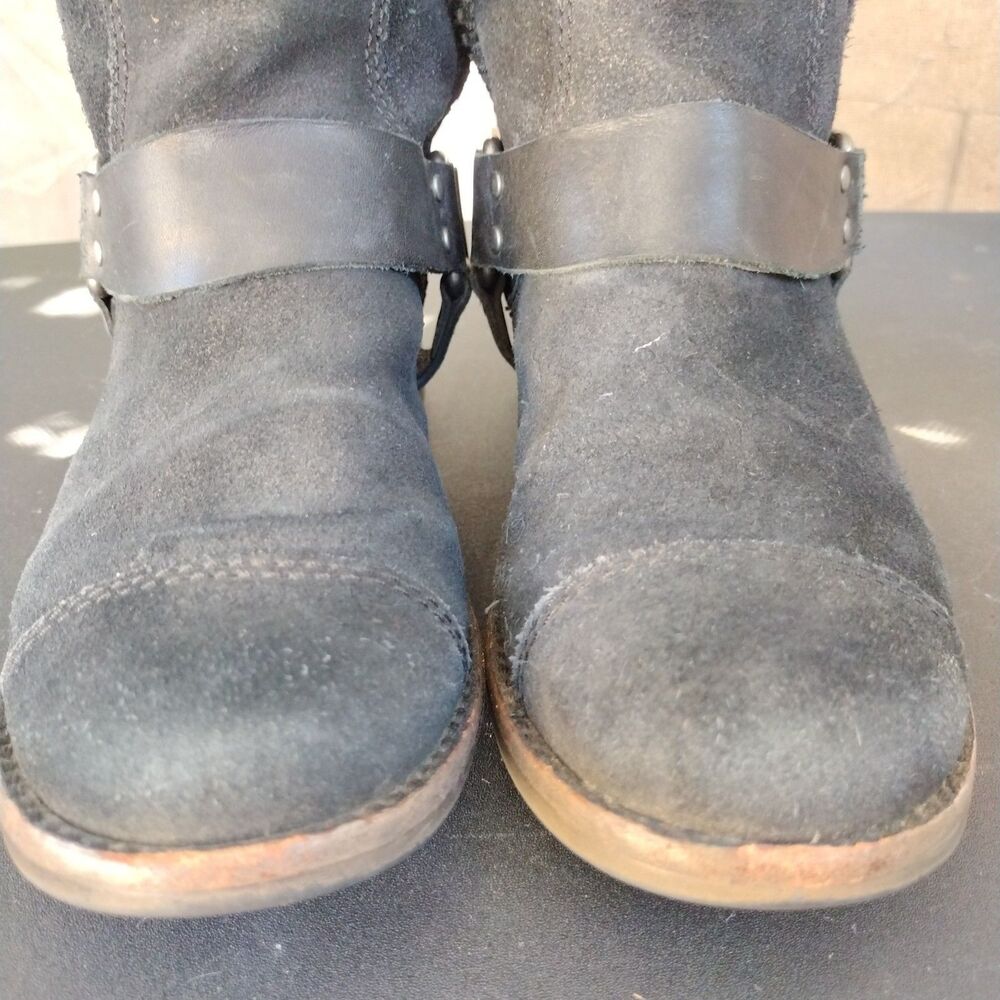 Ugg Dree Black Suede Tall Riding Boots Womens Size 5 Glitter Harness 1005390 - Picture 4 of 10